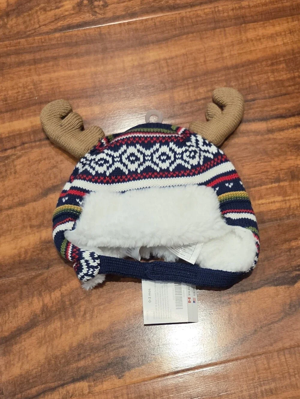 Gymboree NWT 0-3 Months Navy/Red Fair Isle Zip Sweater and Moose Hat Set
